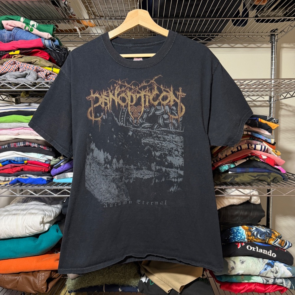 VTG Panopticon Autumn Eternal Band Metal Tee North Woods T-Shirt Men's L Black